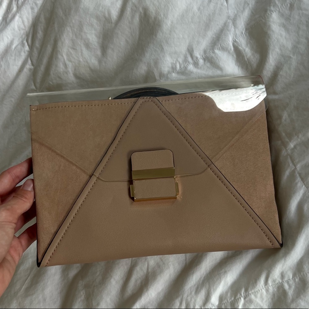 Nude Clear Suede Clutch